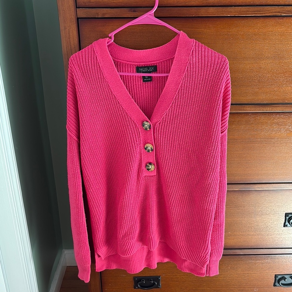 Rachel Zoe Pink V-Neck Sweater